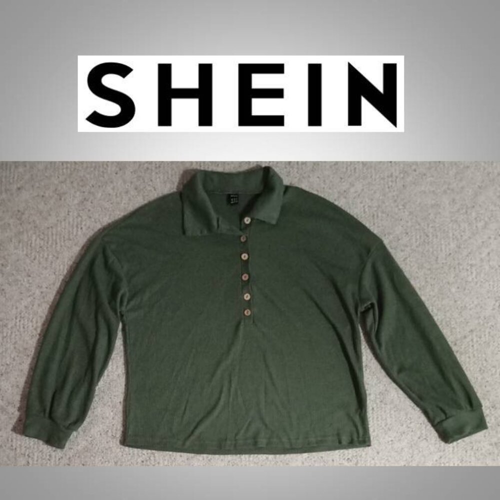 Shein Men's long sleeve green shirt sweater size medium